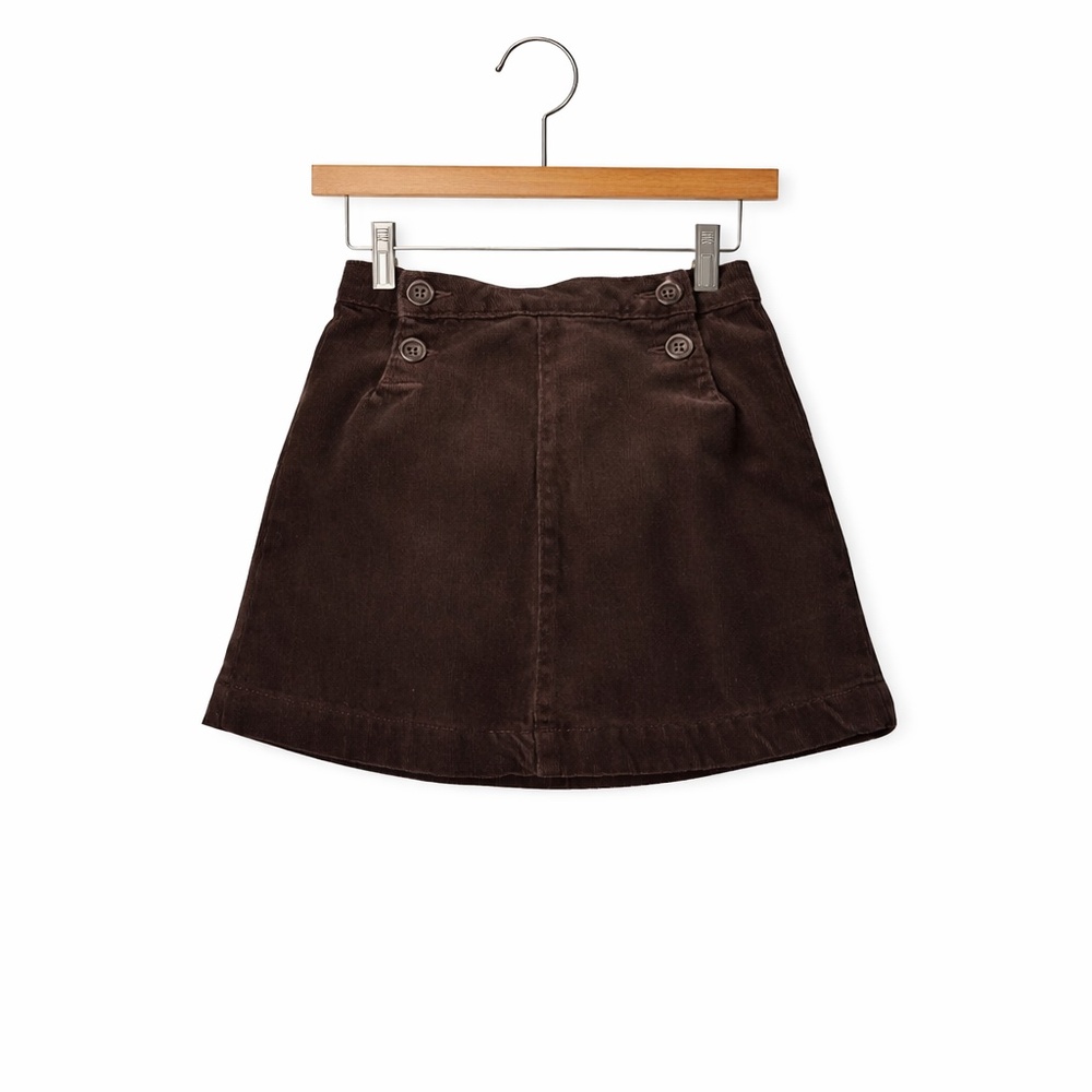 Janie & Jack Brown Corduroy A-Line Skirt Girls 3T Classic Fall Button Detail